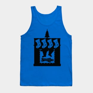 Fireplace Silhouette with Christmas stockings Tank Top